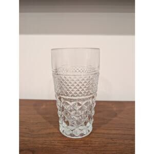 Vintage Anchor Hocking Wexford Glass Tumbler 5.5" | Diamond-Cut Pressed Glass